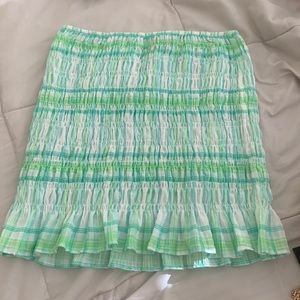 Stretch green and white Zara skirt